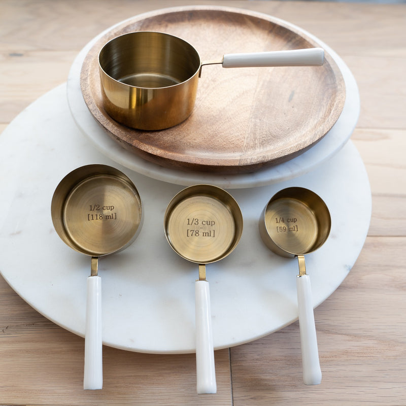 Gold & White Enamel Measuring Cup Set