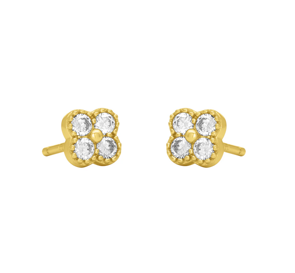 Cherise Clover Studs - Gold