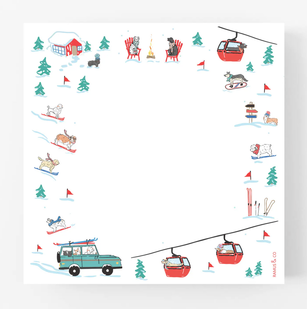 Ski Dogs Square Notepad