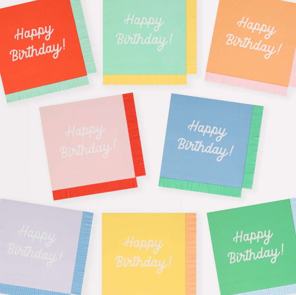 Mixed Happy Birthday Fringe Small Napkins