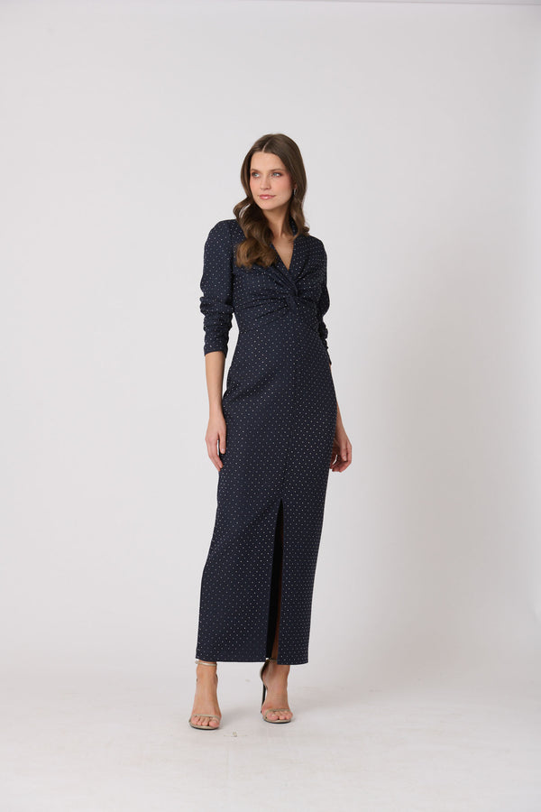 Shoshanna Midnight Asher Dress - Navy/Silver