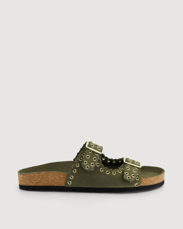 Ema Suede Sandals - Army Green