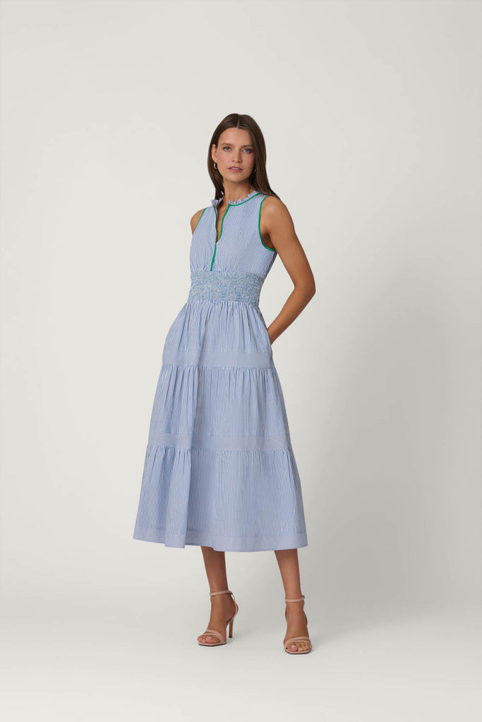 Suzette Dress - French Blue/Optic/Green