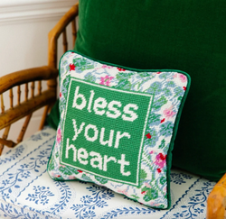 Bless Your Heart Needlepoint Pillow
