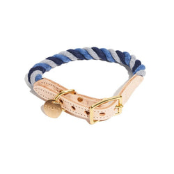 Up-Cycled Rope Pet Collar - Gray/Blue/Navy