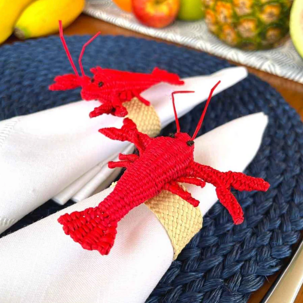 Woven Lobster Napkin Ring Set
