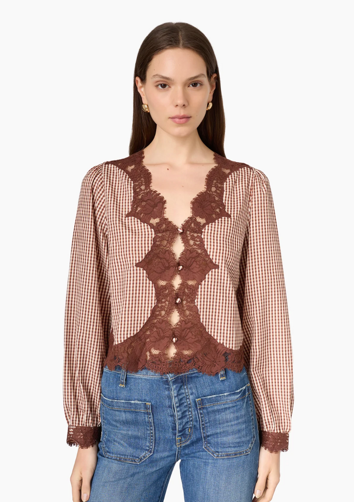 Yuri Blouse - Brown Gingham