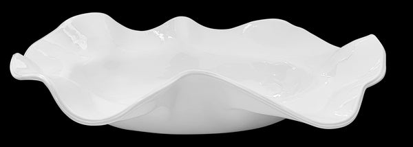 Large Wavy Melamine Bowl - White