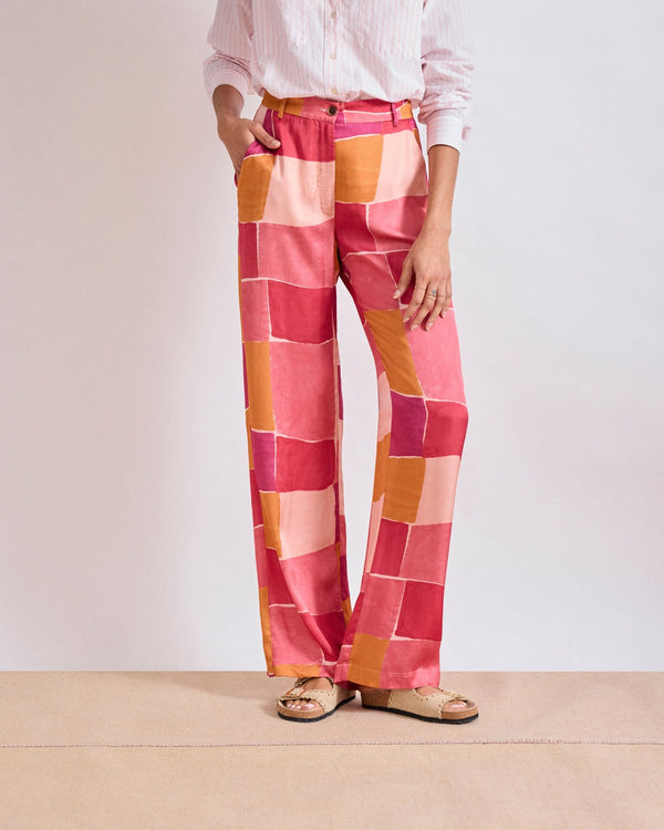 Geometric Positano Pant - Pink/Orange