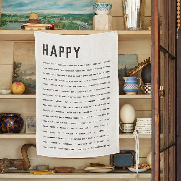 Happy Linen Tea Towel