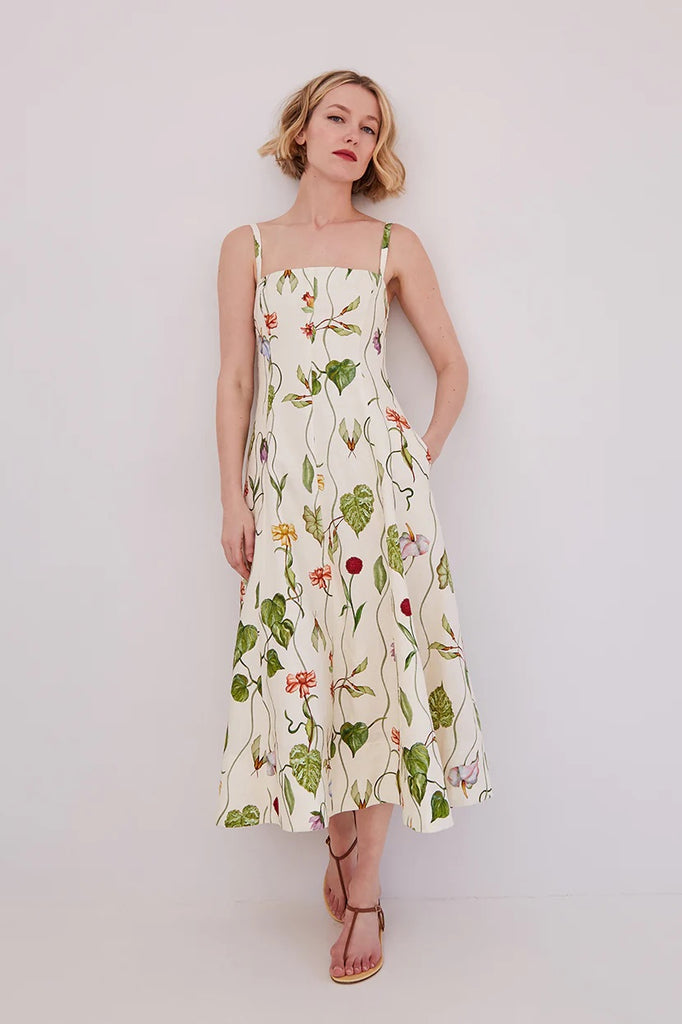 Cara Cara Gimlet Dress - Flora Trail Ivory