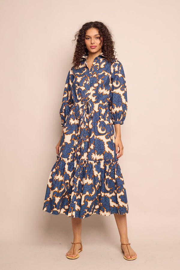 Hutton Dress - Mystic Flora Blue