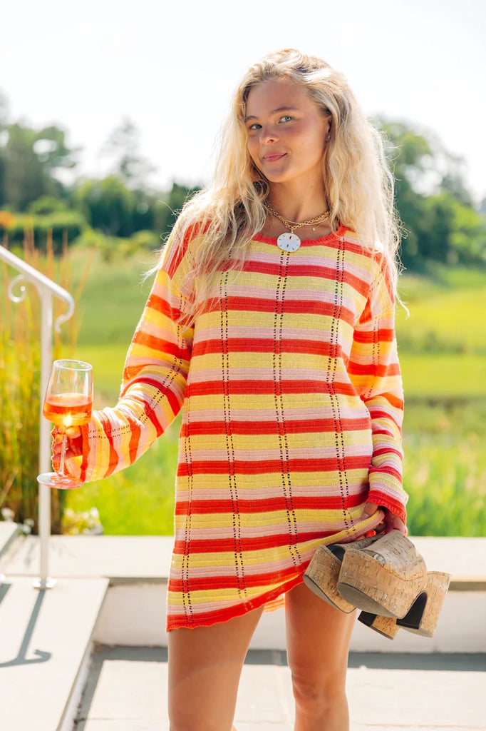 STS x Stay Stacked Planter's Punch Dress - Sunset Chevron