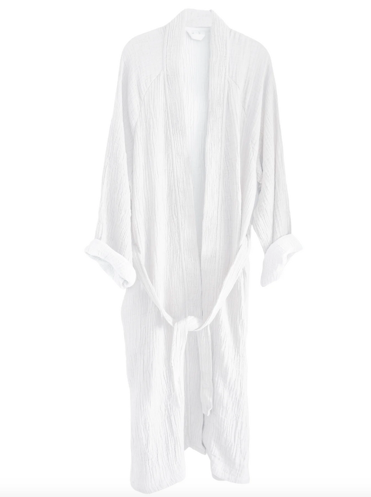 Crinkled Cotton Cuddle Robe - Bright White