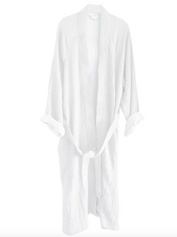 Crinkled Cotton Cuddle Robe - Bright White