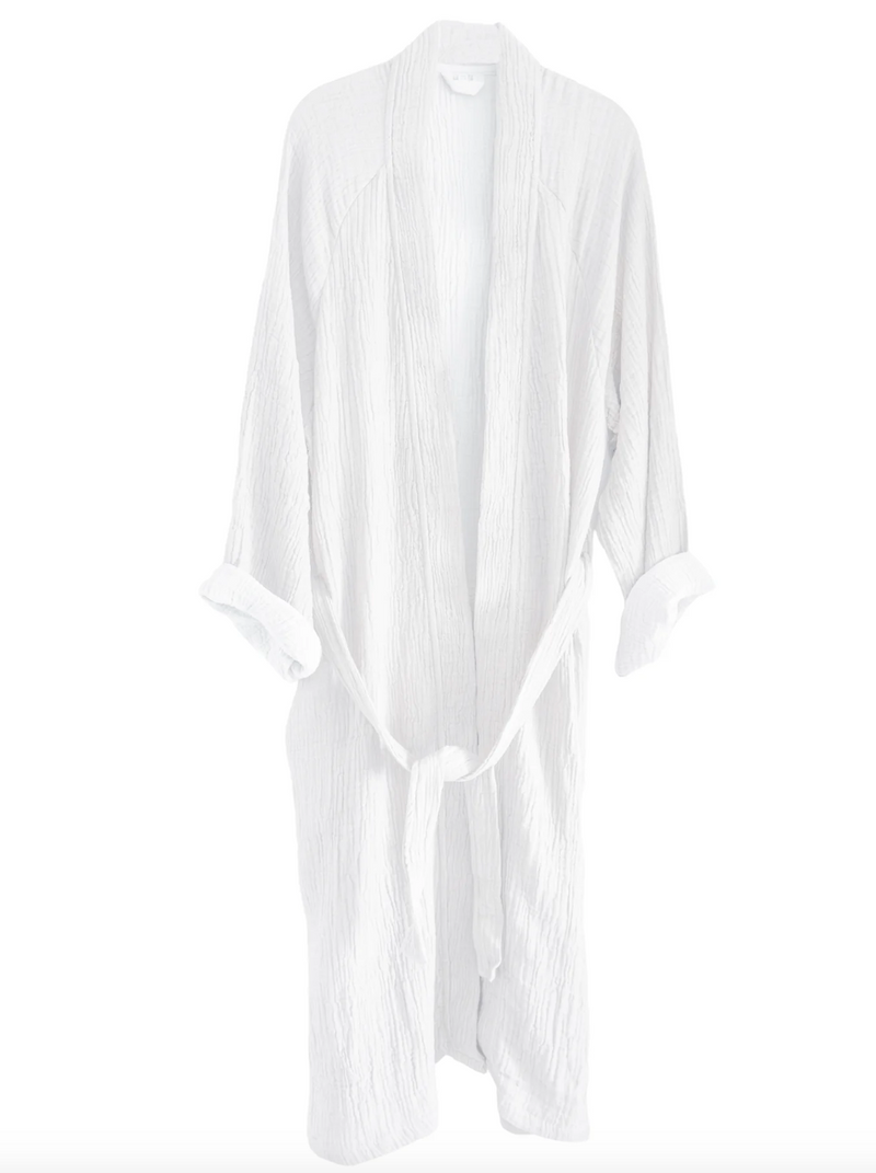 Crinkled Cotton Cuddle Robe - Bright White