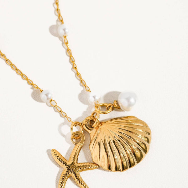 Seashell Starfish Charm Necklace