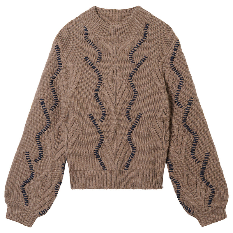 Overstitch Cable Turtleneck - Late Autumn/Ink