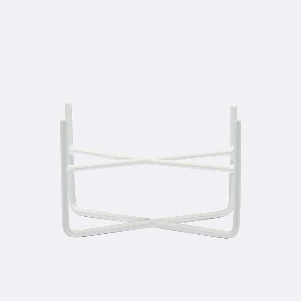 White Simple Solid Dog Bowl Stand - Medium