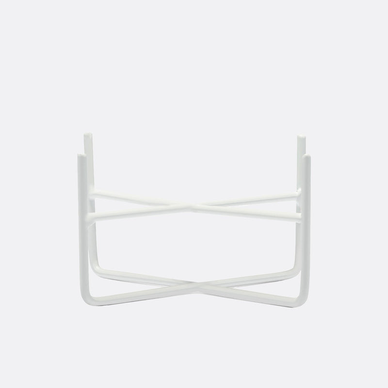 White Simple Solid Dog Bowl Stand - Medium