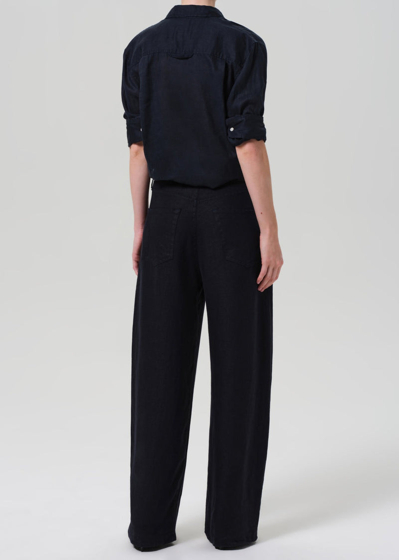 Brynn Drawstring Linen Trouser - True Navy
