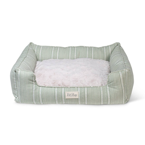 Dusty Sage Block Stripe Cuddler Bed - Medium