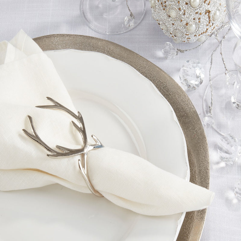 Antler Napkin Ring Set - Silver