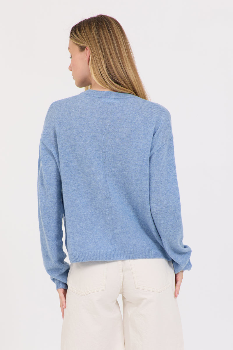 Sloane Cashmere Boxy Pullover - Denim
