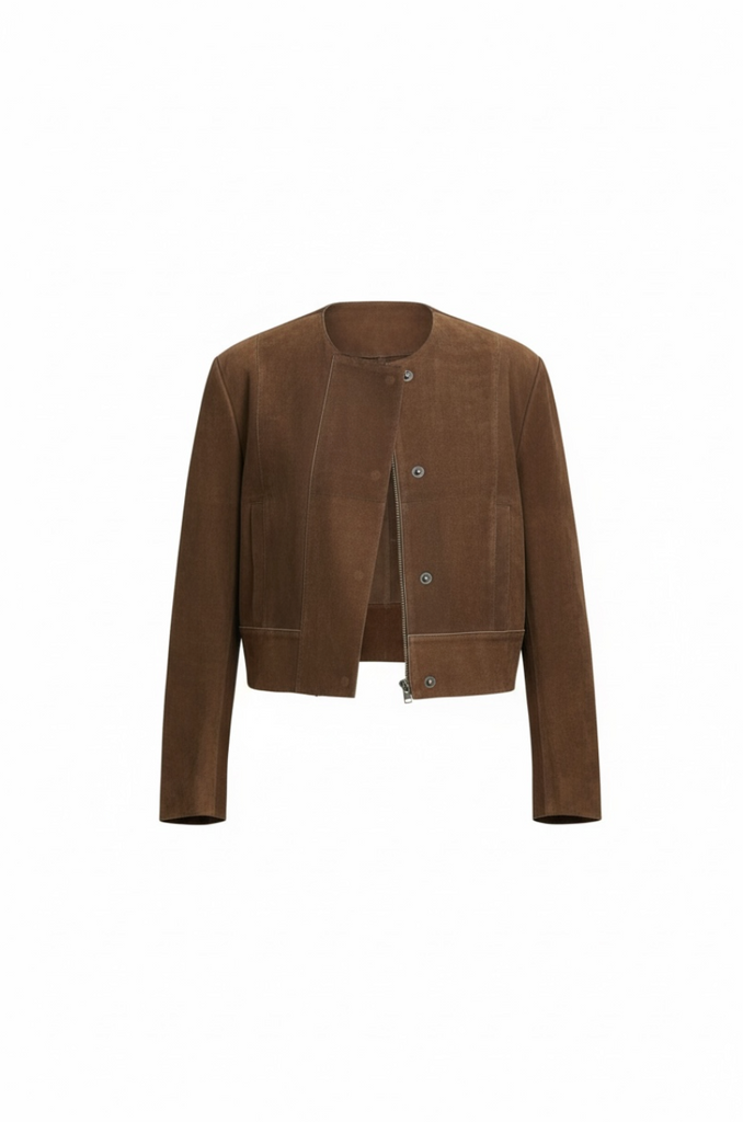 Mia Distressed Leather Jacket - Hickory