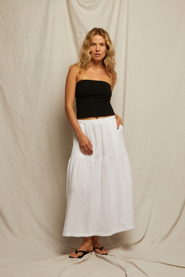 Perfectwhitetee Bella Gauze Skirt - White