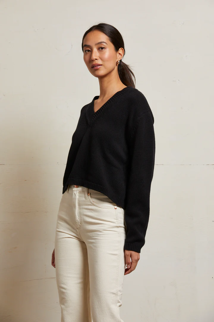Addie Oversized Cotton V-Neck Sweater