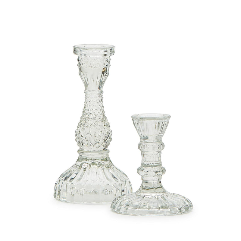 Two's Company Casa Verde Glass Candlestick - Large Clear