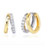 Two Tone Silver Pave & Gold Click Huggies