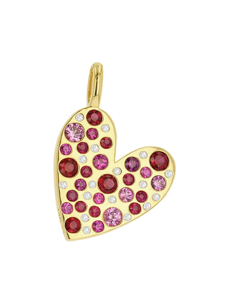 Rachel Reid Oversized Scattered Ruby & Diamond Heart Charm
