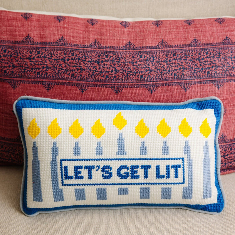 Let's Get Lit Needlepoint Pillow