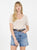 Camille Cashmere V-Neck Tee - Cream