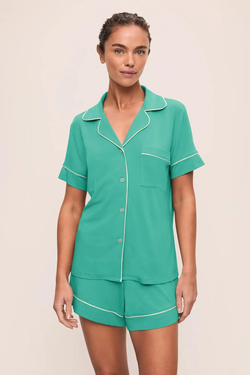 Gisele Relaxed Short PJ Set - Oasis Green/White