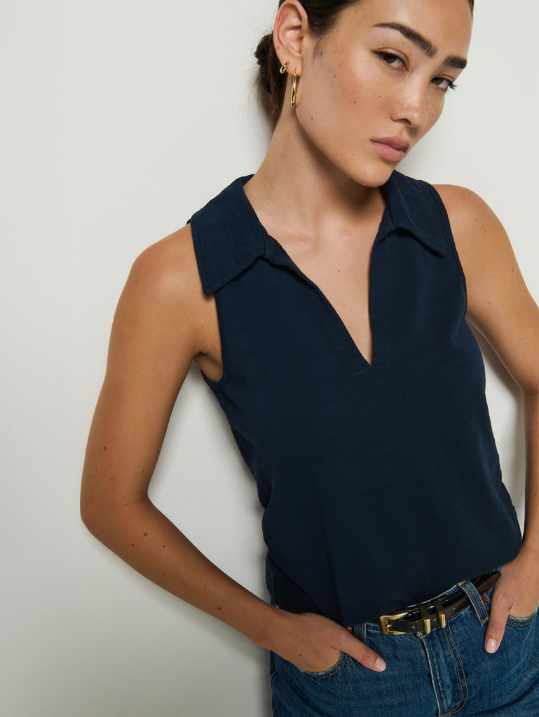 Roberta Collared Tank - Night Sky