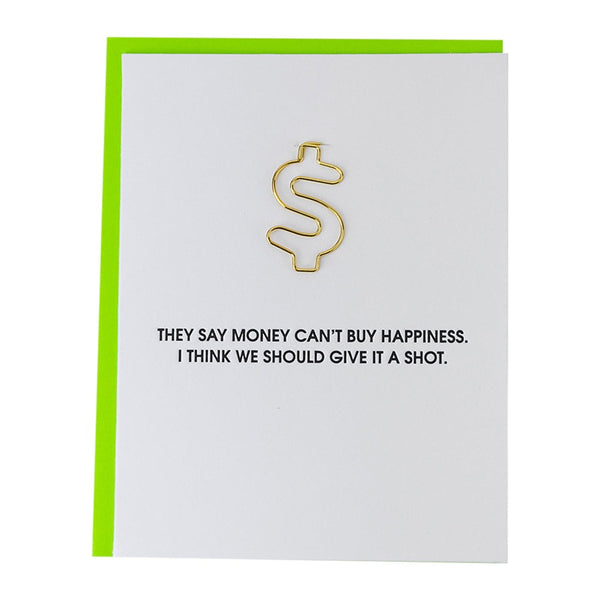 Money Can't Buy Happiness Paperclip Card
