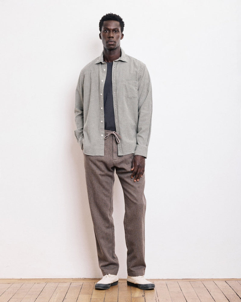 Men's Paul Brushed Checked Flannel Shirt - Green & Ivory
