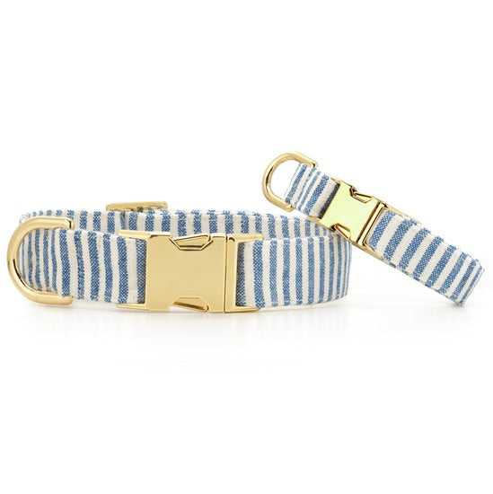 Lake Blue Stripe Spring Dog Collar