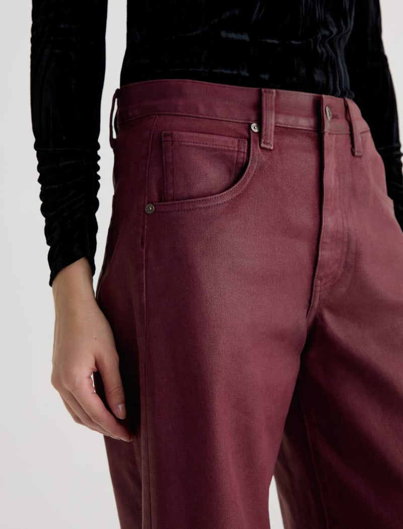 Hattie High-Rise Barrel Crop - Leatherette Winery