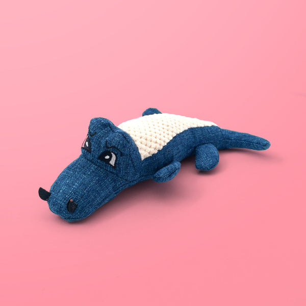 Alligator T-Rex Plush Dog Toy - Blue