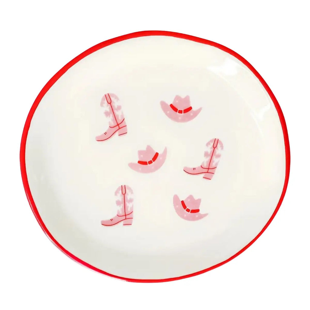 Cowgirl Boot & Hat Round Trinket Tray