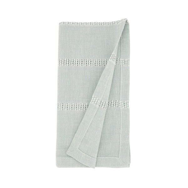 Leno Stripe Napkin Set - Blue/Grey