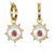 Beaded Pearl & Ruby Huggies