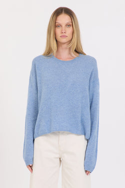 Sloane Cashmere Boxy Pullover - Denim