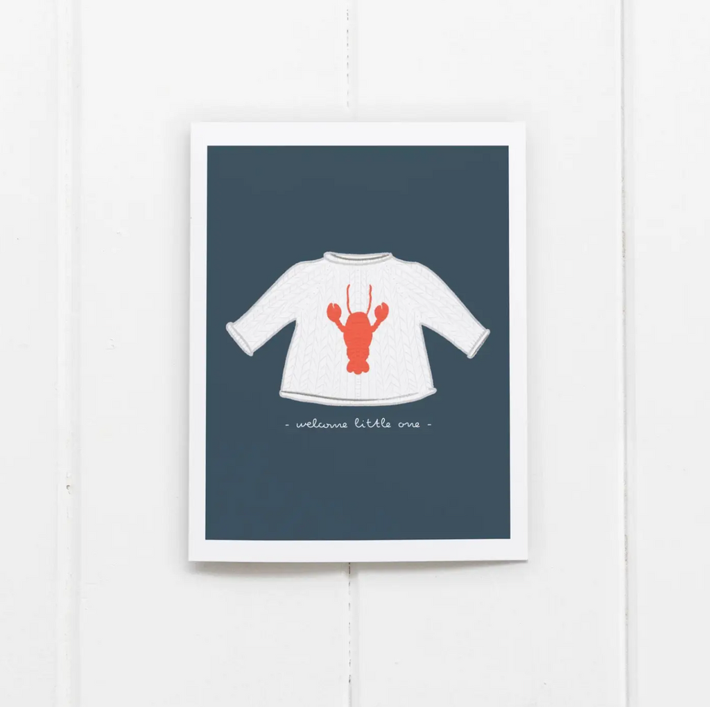 Welcome Little One Lobster Sweater Card