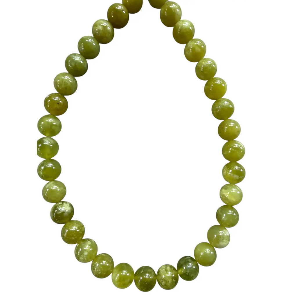 Lemon Jade 12mm Beaded Necklace