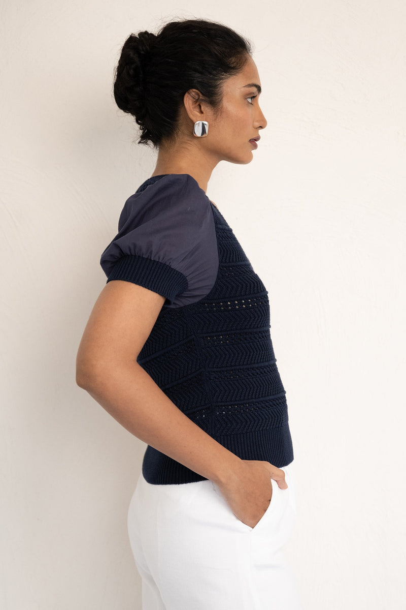 Patti V-Neck Top - Oxford